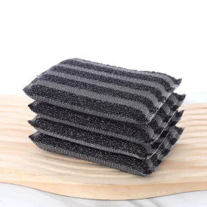 Black Polyester Antibacterial Eco-Friendly Kitchen Cleaning Multipurpose Scouring Pad Sponge Wipe