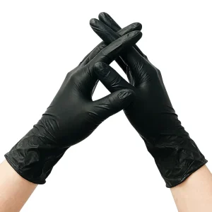 Black Powder-Free Disposable Nitrile Gloves, 100 Pieces per Box, Food and Household Use