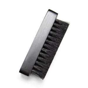 Black Shoe Buffing Brush with Bristles and Wood Handle