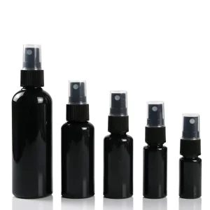 Black Spray Bottle PET Plastic 10ml 20ml 30ml 50ml 60ml 100ml 2oz 3oz Empty Toner Sanitizer Sprayer Packaging Container