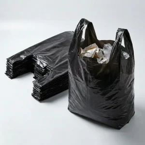 Black Vest Garbage Bag with Strong Handle Tie for Easy Carrying and Leak proof Waste Disposal Factory Direct