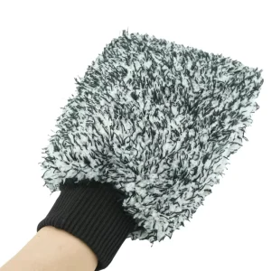 Black White Multicolor Microfiber Wash Mitt for Car Detailing and Polishing