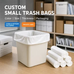 Black White PE Large Roll Disposable Kitchen Trash Bags Eco Friendly Custom Logo OEM ODM