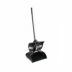 Black Windproof Plastic Broom and Dustpan Set for Household Cleaning