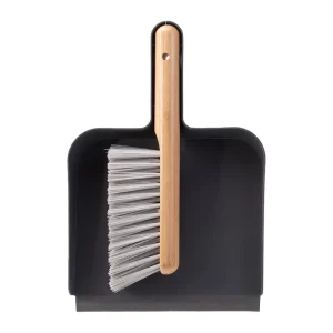 Black Wooden Bamboo Hand Brush and Dustpan Set