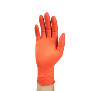 Black and Orange Diamond-Textured Nitrile Vinyl Protective Gloves
