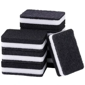 Black-and-White Double-Sided Rectangular Sponge Scrubber Thickened Dishwashing Scouring Pad Dishcloth Kitchen Cleaning