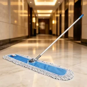 Blended Yarn Blue Flat Mop Aluminum Handle for Commercial Office Hotel Cleaning