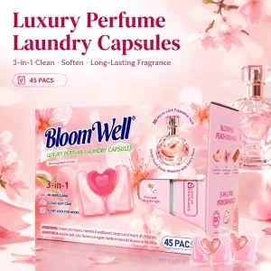 BloomWell Luxury Perfume Laundry Capsules 3 in 1 8X Deep Clean Fabric Softener Long Lasting Fragrance 45 Packs