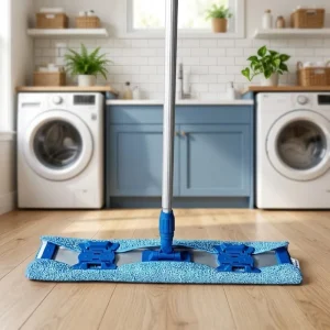 Blue Clamp Type Flat Mop Aluminum Alloy Handle Microfiber Flat Mop for Home Laundry Room Hard Floor Cleaning