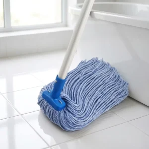 Blue Cotton Yarn Mop Head with 9cm Plastic Socket and 40cm Length, Wet Mop Refill for Commercial Floor Cleaning