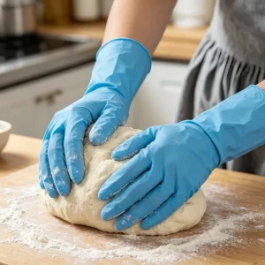Blue Disposable Food-Safe Oil-Resistant Nitrile Gloves for Catering, BBQ, Cleaning, and Household Use