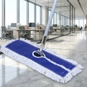 Blue Dust Mop 360 Swivel Head Flat Mop for Dry Use Aluminum Handle for Office Mall Floor Cleaning