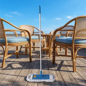 Blue Flat Dust Mop CE Certified Aluminum Handle for Hospital Hotel Mall Lobby Floor Maintenance