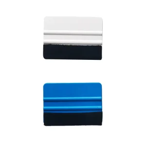 Blue Plastic Felt Squeegee for Car Vinyl Wrap with Black Fabric Edge