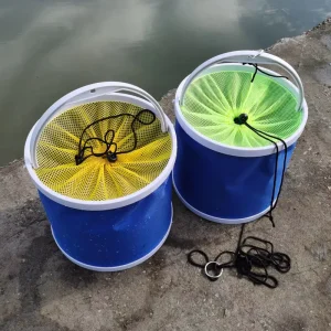Blue Round 9 Liter Durable PP Material Retractable Folding Collapsible Bucket Outdoor Camping Washing Fishing Accessories Tools