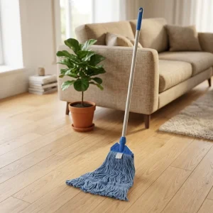 Blue Yarn Wet Mop with Long Aluminum Pole for Indoor Floor Cleaning