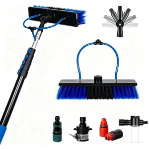 BorisBrush BB C 002 Aluminum Telescopic Handheld Water Fed Pole Window Cleaning Brush Kit Eco Friendly Nylon Brush Solar Panel