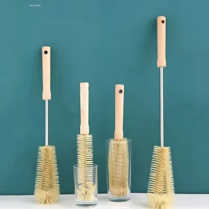 Bottle Brush Cleaner Set Long Wooden Handle Nylon Bristle Bottle Cleaner Brush With Extended Handle for Stain Removal