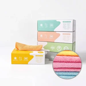 Boxed Draw out Microfiber Cleaning Rags Reusable Absorbent Kitchen Dish Cloths Multi Purpose Household Cleaning Towels