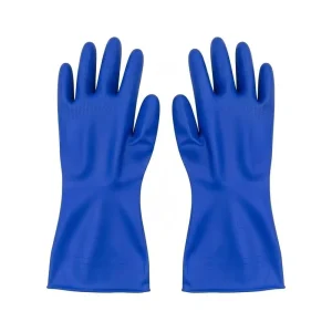 Bright Blue Non Slip Elastic PVC Cleaning Gloves Waterproof Reusable Safety Work Gloves for Household Gardening