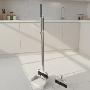 Broom & Dustpan Set Soft Plastic Bristles Durable Portable Extendable Eco Friendly Modern Design for Home Outdoor Floor Cleaning