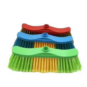 Broom Head and Dustpan with Handle and Medium Bristles for Floor, Outdoor and Toilet Use