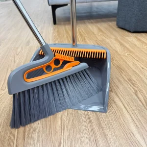 Broom and Dustpan Set, 2-in-1 Multifunctional Wiper Broom for Kitchen Floors
