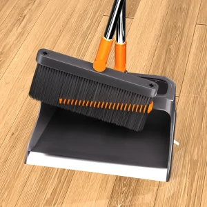 Broom and Dustpan Set, Upright Standing with Long Handle