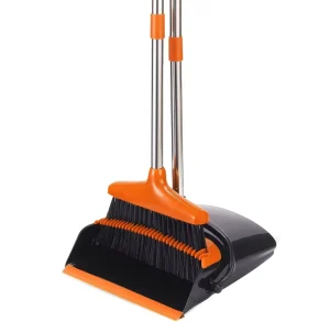 Broom and Dustpan Set for Home Standing Broom and Dust Pan Set for Kitchen Office Lobby Floor with Long Handle