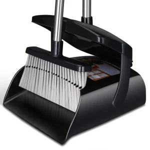 Broom and Dustpan Set with Lid Indoor Upright Dustpan and Broom Combo Long Handle Standing Sweeper