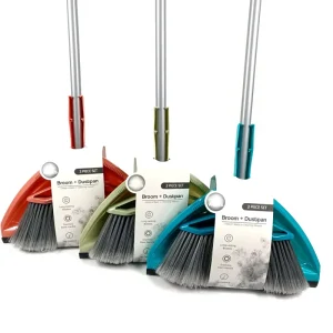 Broom and Dustpan Set with Long Handle for Home Kitchen Office Indoor Sweeping