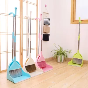 Broom and Dustpan with Stainless Steel Long Handle