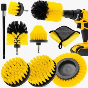 Brush Attachment 9PCS Drillbrushes Fixing Cleaning Brush Power Scrubber Cleaning Kit for Tiles Kitchen Bathtub
