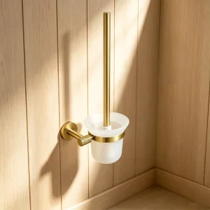 Brushed Gold Wall-Mounted Stainless Steel Toilet Brush Holder