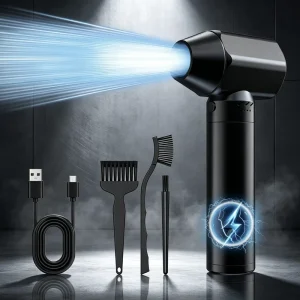 Brushless Motor Air Duster Gun with Multiple Mouthpieces and Handheld Fan
