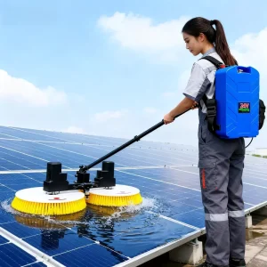 Brushless Motor Double-Disc PV Panel Cleaning Robot Dual-Head Automatic Rotary Brush Machine 3.5-7.5 m for Solar Farms