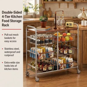 Bulk Gap Trolley Storage Cart for Condo Fridge Narrow Space 4 Tier Detachable Storage Cart Apartment Storage Cart