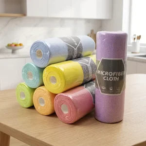 Bulk Supply 12 Colors Tear Off Cloth Roll Super Absorbent Multi scene Household Cleaning Cloth Hand Tear Microfiber Towel