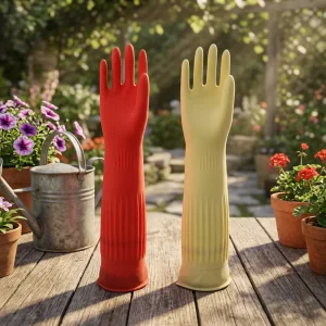 Burgundy Thick Latex Kitchen Gloves, Reusable, Waterproof, Non-Slip, Ambidextrous