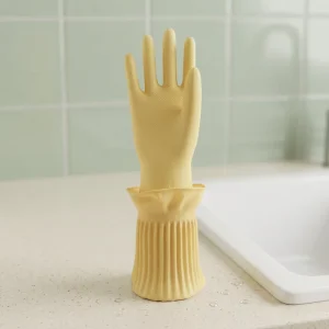 Burgundy and Yellow 55cm 195g Thick Latex Dishwashing Gloves, Reusable, Waterproof, Non-Slip