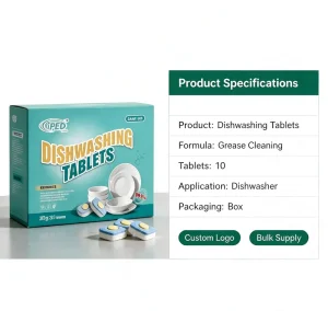 CE Approved Biodegradable Dishwasher Cleaning Tablets Dish Washing Detergent Eco Friendly Stain Remover
