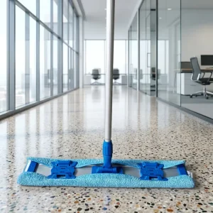 CE Certified Microfiber Flat Mop Blue with Aluminum Handle for Hospital Hotel Floor Maintenance