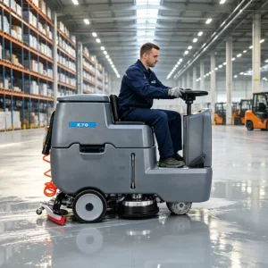 CE Certified Ride-On Industrial Floor Scrubber for Warehouses
