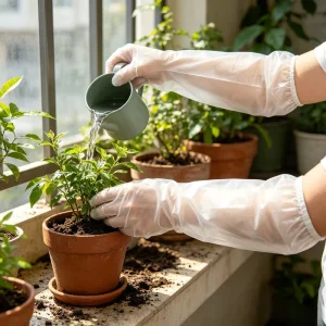 CPE Disposable Gloves Eco Friendly Waterproof & Heat Resistant Flexible 60cm for Food Handling & Cleaning Medium Thickness