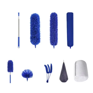 CXT699 Multi-Pole Chenille Royal Blue Microfiber Ceiling Dust Brush Retractable Feather Duster