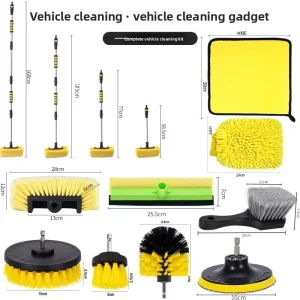 Car Cleaning Brush 12 Piece Set Plastic Brushes with Nylon Bristles & Metal Handles Cleaning Tools Kit for Car Care