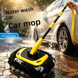 Car Cleaning Brush & Mop Telescopic Long Handle Aluminum Alloy Chenille Broom Multi function Car Wash Auto Accessories