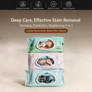 Car Interior Cleaning Wipes 40 Sheets for Leather Seats Child Safety Seats Door Handles and Cup Holders