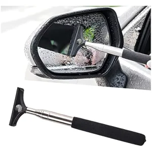 Car Rearview Mirror Wiper American Flag Telescopic Auto Mirror Squeegee Cleaner Glass Mist Cleaning Tool with Retractable Handle